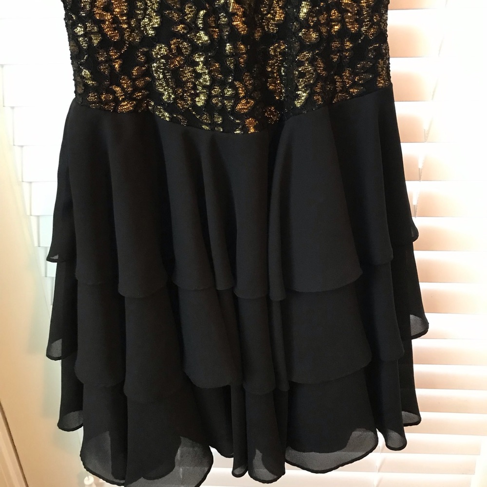 Vintage Black & Gold Cocktail Dress - Picture 4 of 8